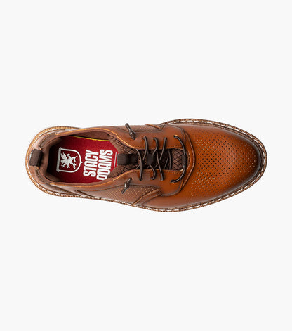 Stacy Adams Kids Sync Plain Toe Elastic Lace Up Kids Shoes - Cognac