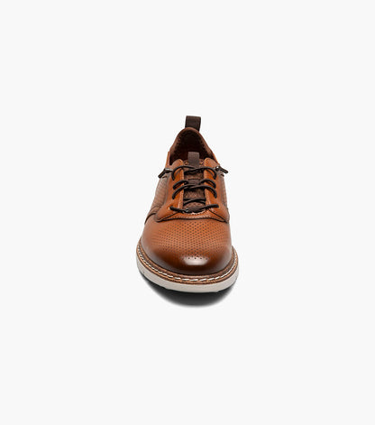 Stacy Adams Kids Sync Plain Toe Elastic Lace Up Kids Shoes - Cognac