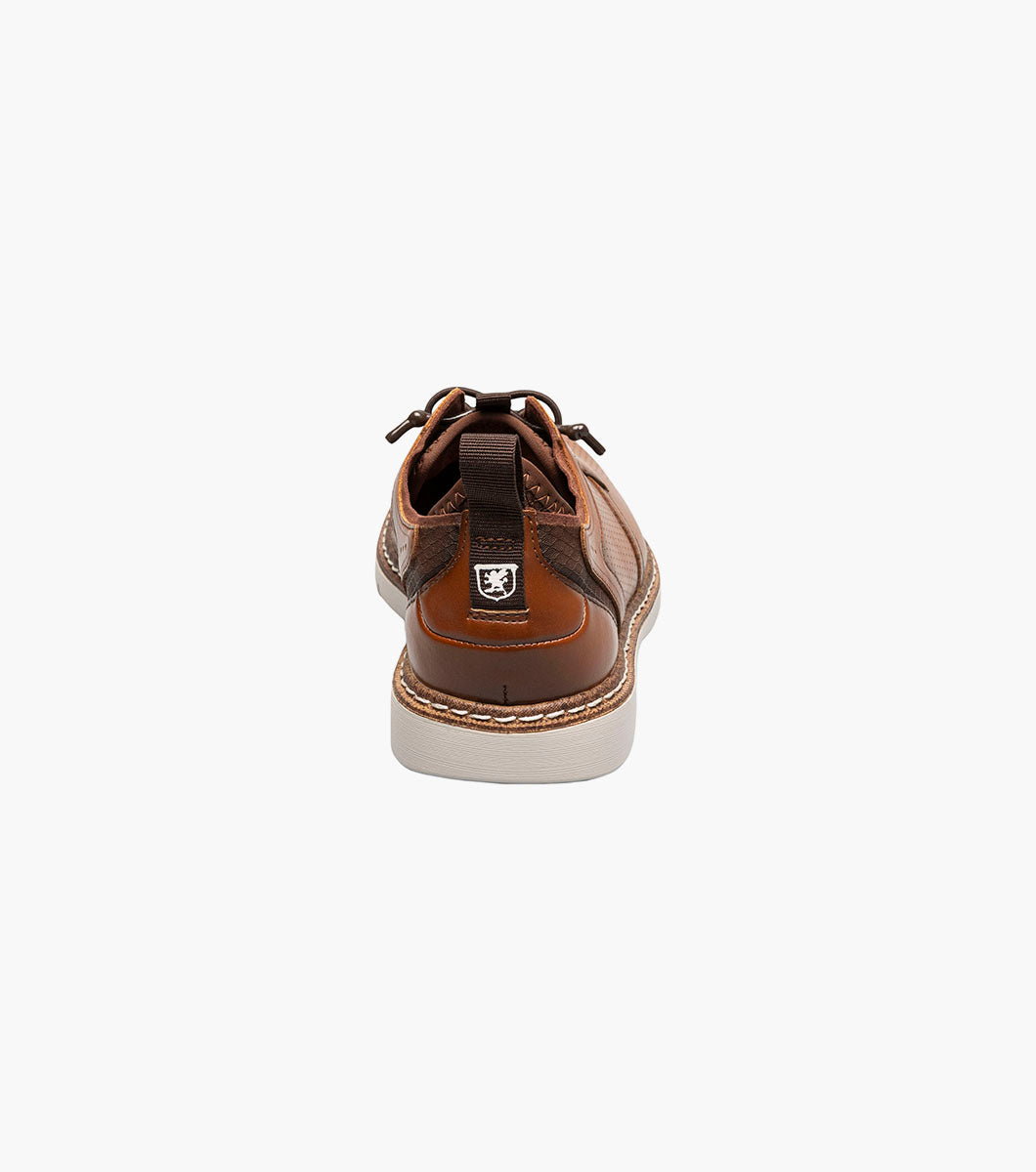 Stacy Adams Kids Sync Plain Toe Elastic Lace Up Kids Shoes - Cognac