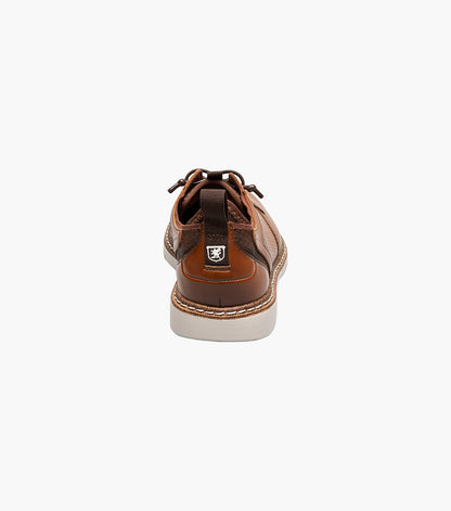 Stacy Adams Kids Sync Plain Toe Elastic Lace Up Kids Shoes - Cognac