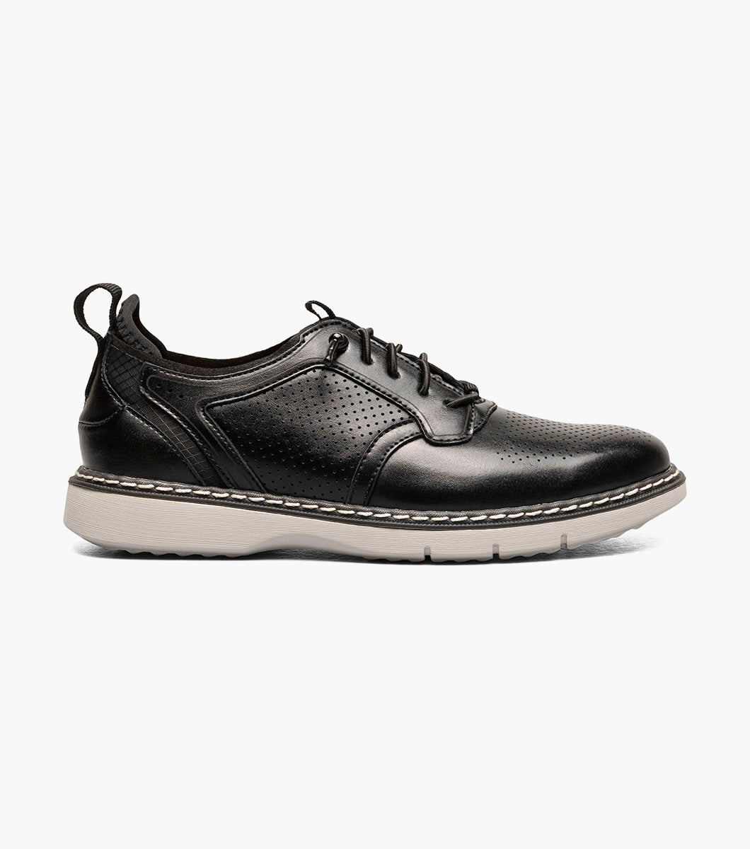 Stacy Adams Kids Sync Plain Toe Elastic Lace Up Kids Shoes - Black