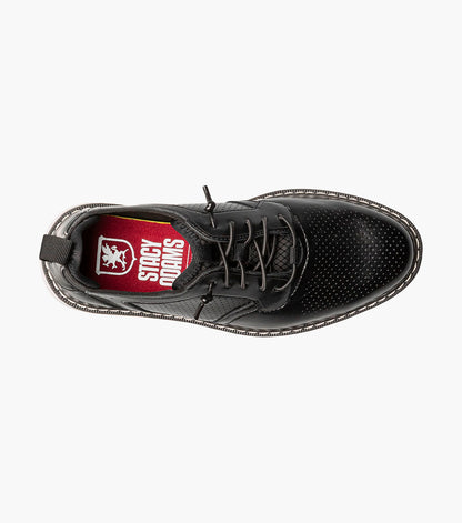 Stacy Adams Kids Sync Plain Toe Elastic Lace Up Kids Shoes - Black