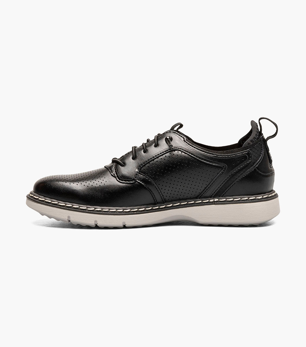 Stacy Adams Kids Sync Plain Toe Elastic Lace Up Kids Shoes - Black