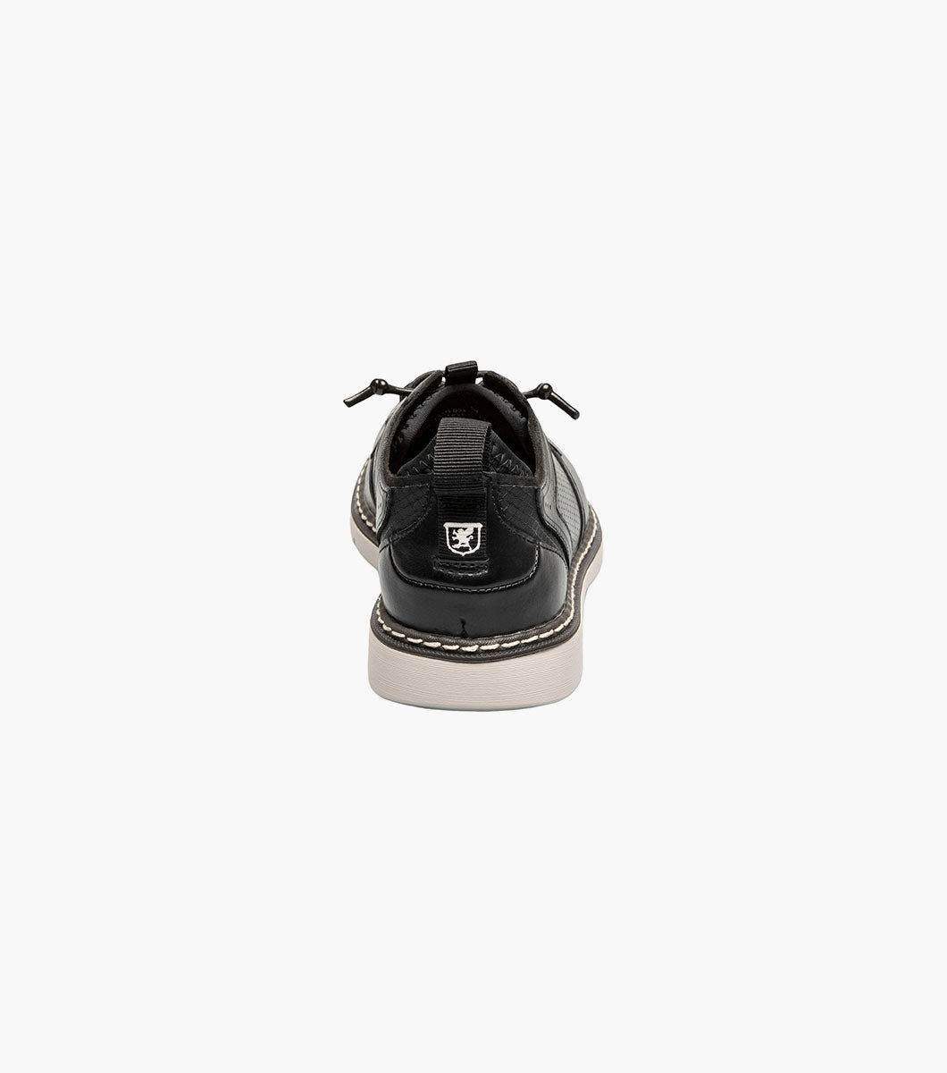 Stacy Adams Kids Sync Plain Toe Elastic Lace Up Kids Shoes - Black
