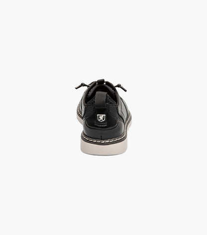 Stacy Adams Kids Sync Plain Toe Elastic Lace Up Kids Shoes - Black