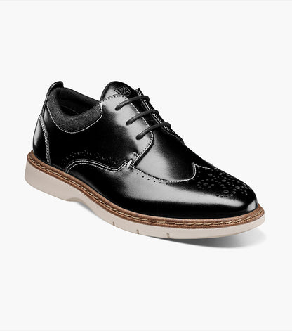 Stacy Adams Kids Synergy Wingtip Lace Up Kids Shoes - Black