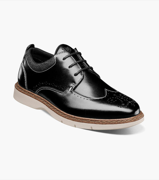 Stacy Adams Kids Synergy Wingtip Lace Up Kids Shoes - Black
