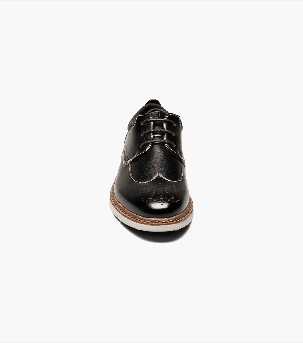 Stacy Adams Kids Synergy Wingtip Lace Up Kids Shoes - Black