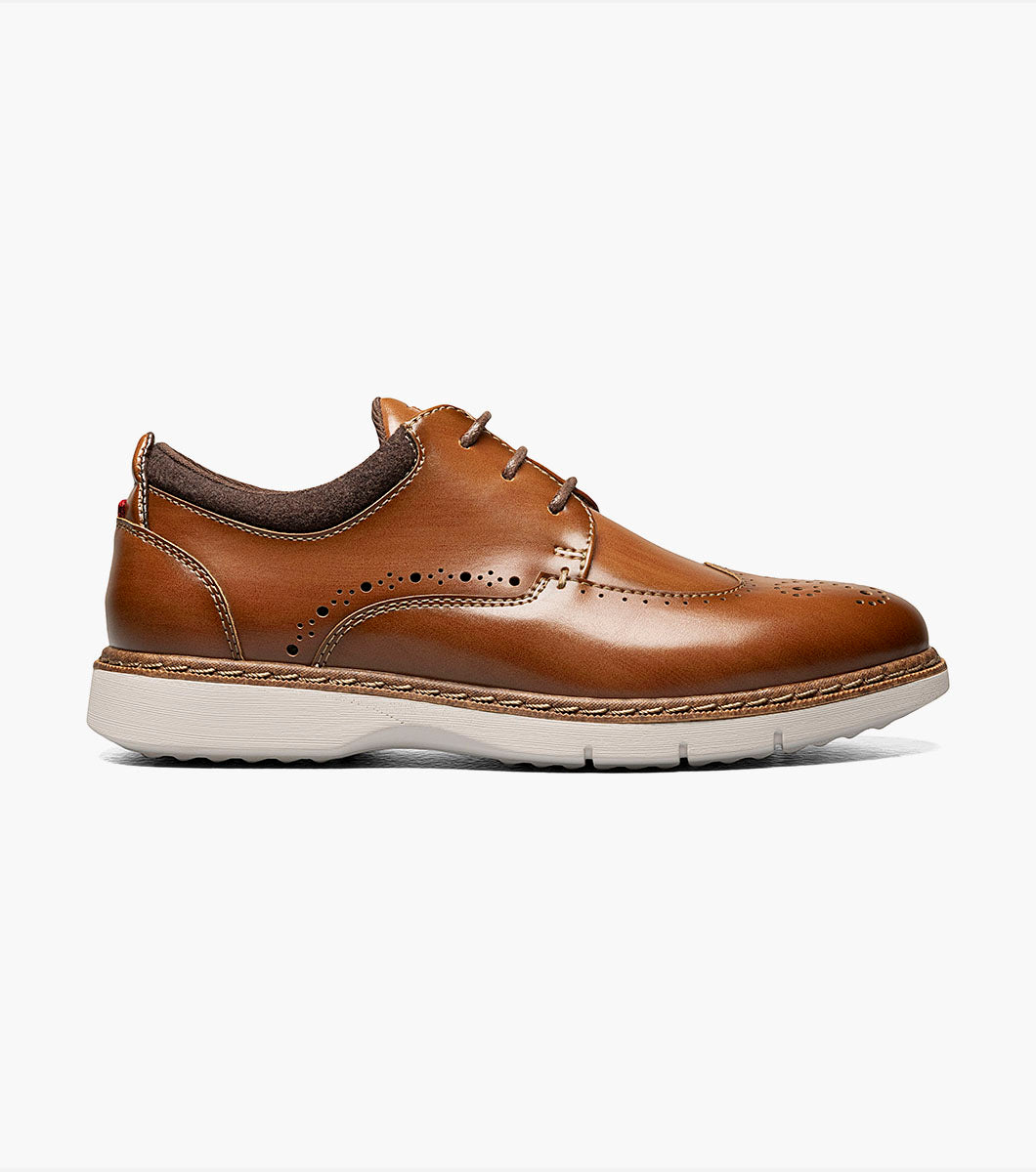 Stacy Adams Kids Synergy Wingtip Lace Up Kids Shoes - Cognac