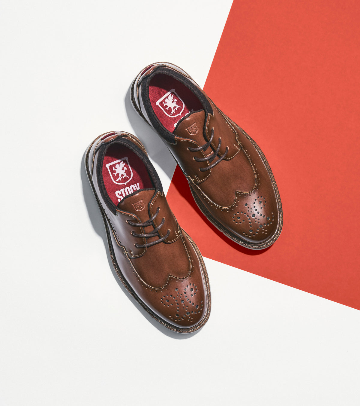 Stacy Adams Kids Synergy Wingtip Lace Up Kids Shoes - Cognac