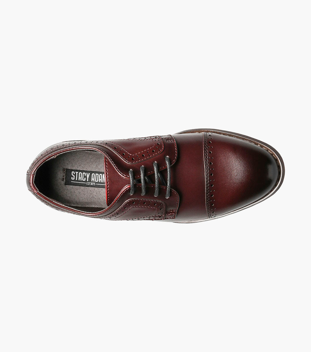 Stacy Adams Kids Dickinson Cap Toe Oxford Kids Shoes - Burgundy