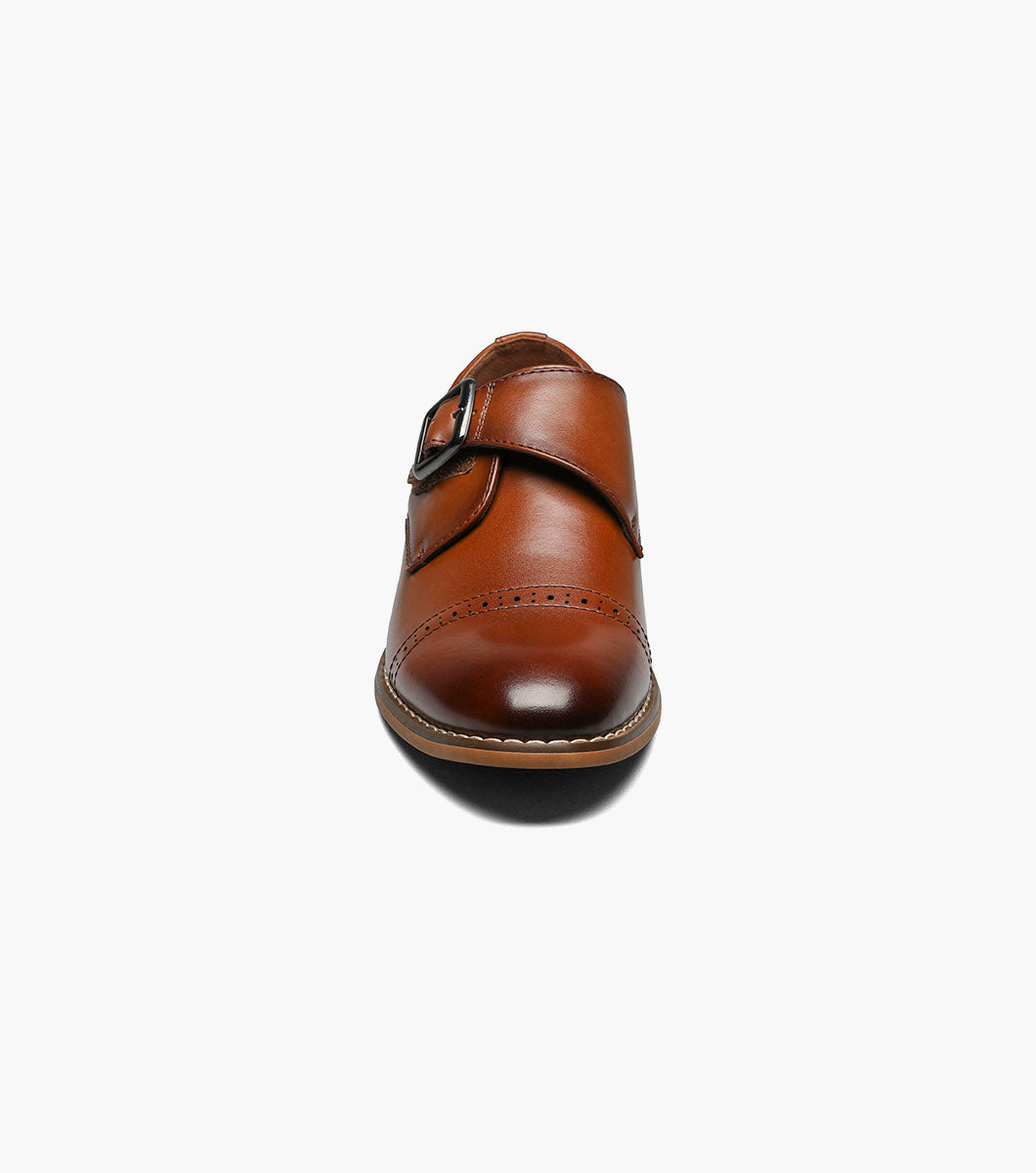 Stacy Adams Kids Desmond Cap Toe Monk Strap Kids Shoes - Cognac