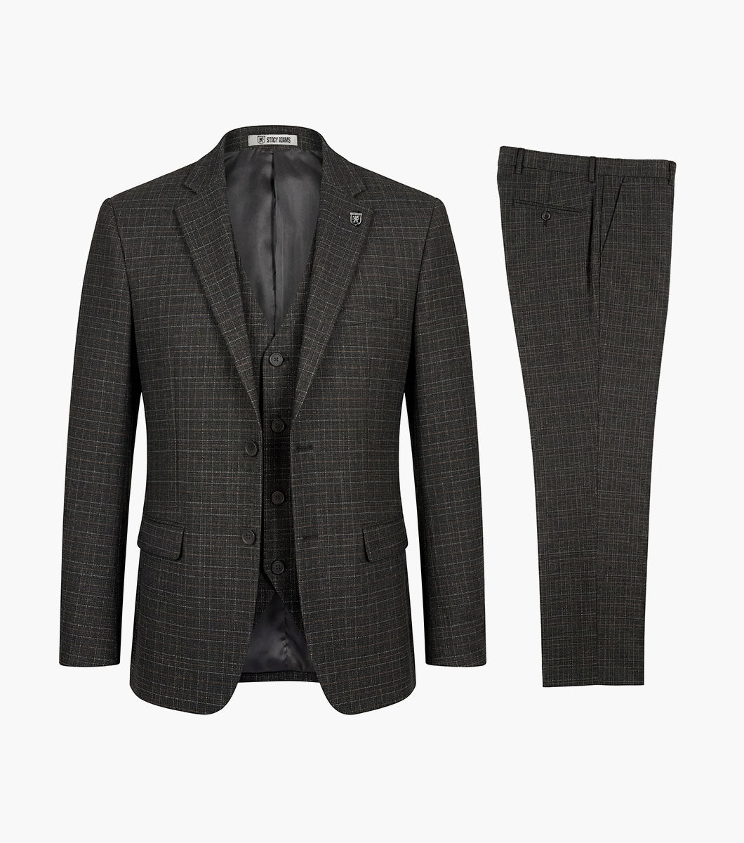 Stacy Adams Cagney 3 Piece Vested Suit Men’s Suits - Black