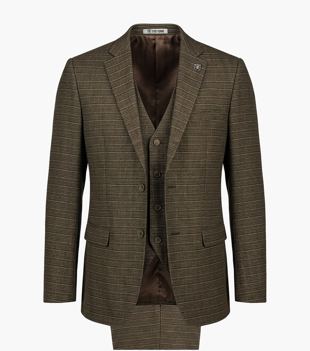 Stacy Adams Cagney 3 Piece Vested Suit Men’s Suits - Brown