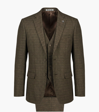 Stacy Adams Cagney 3 Piece Vested Suit Men’s Suits - Brown