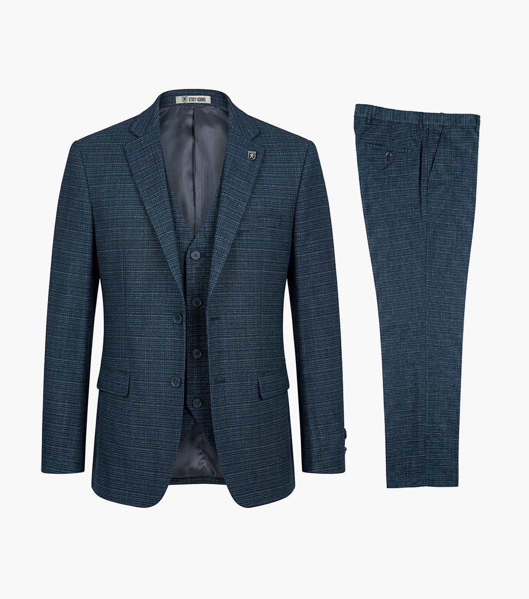 Stacy Adams Cagney 3 Piece Vested Suit Men’s Suits - Navy
