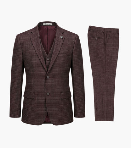 Stacy Adams Cagney 3 Piece Vested Suit Men’s Suits - Burgundy