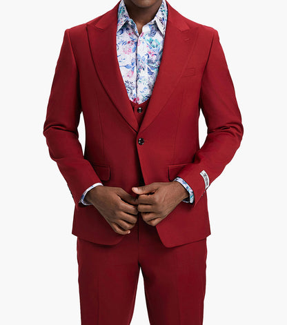 Stacy Adams Stiller 3 Piece Vested Suit Men’s Suits - Red