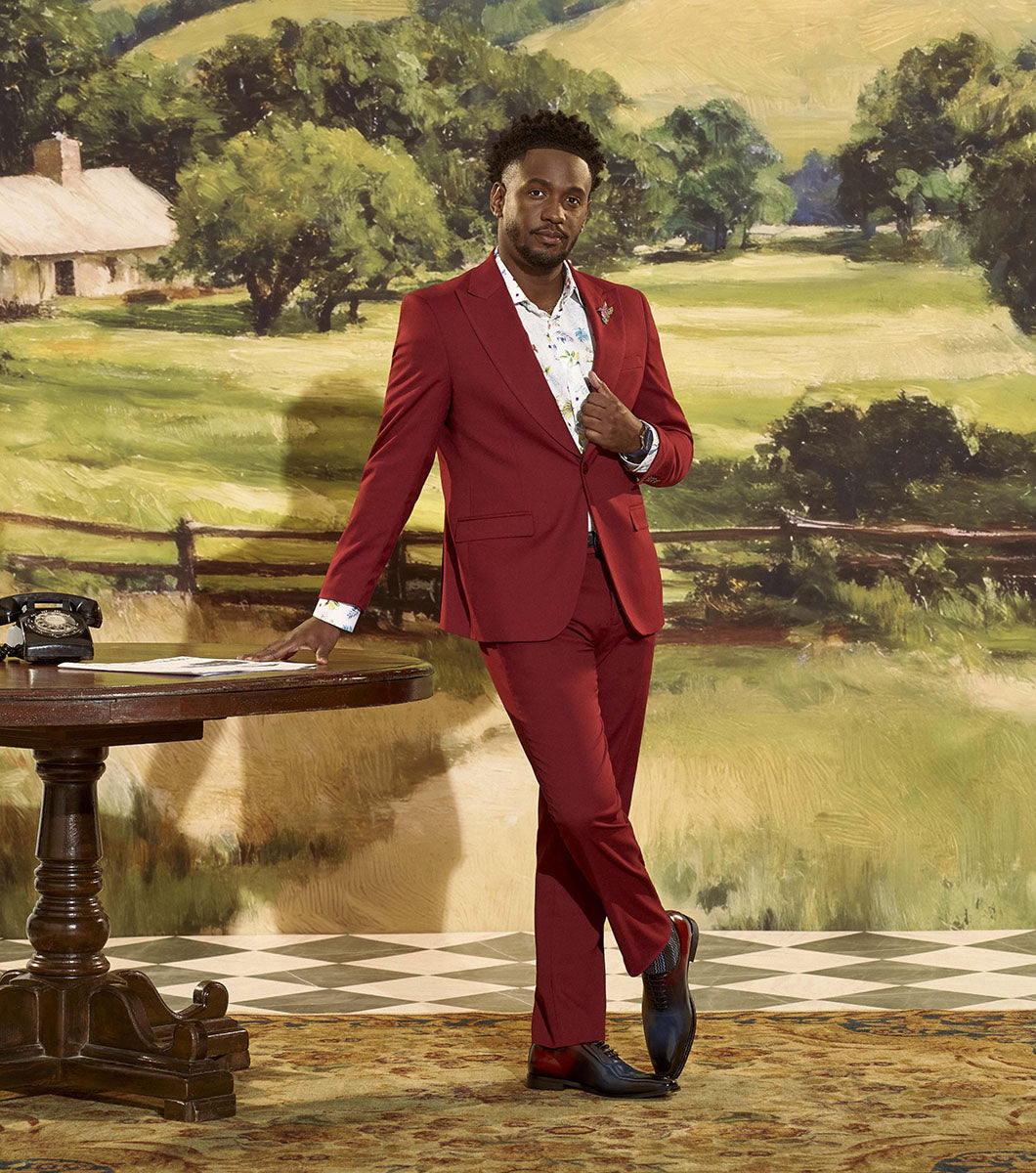 Stacy Adams Stiller 3 Piece Vested Suit Men’s Suits - Red