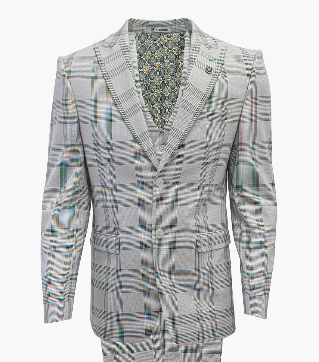 Stacy Adams Roche 3 Piece Vested Suit Men’s Suits - Gray