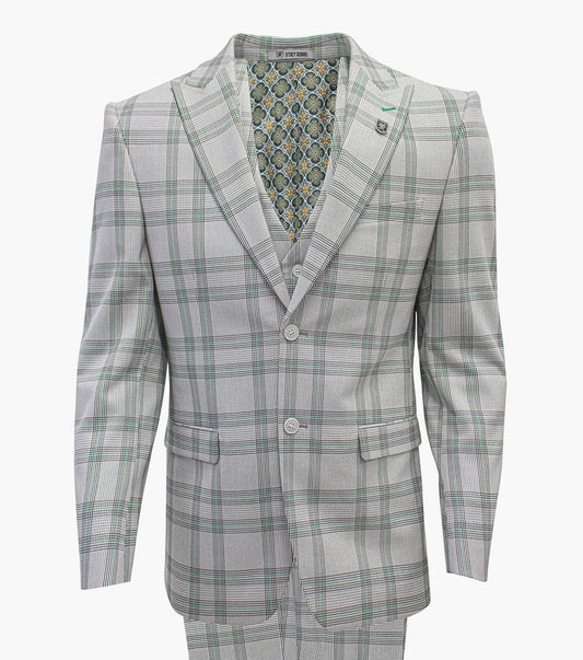 Stacy Adams Roche 3 Piece Vested Suit Men’s Suits - Gray
