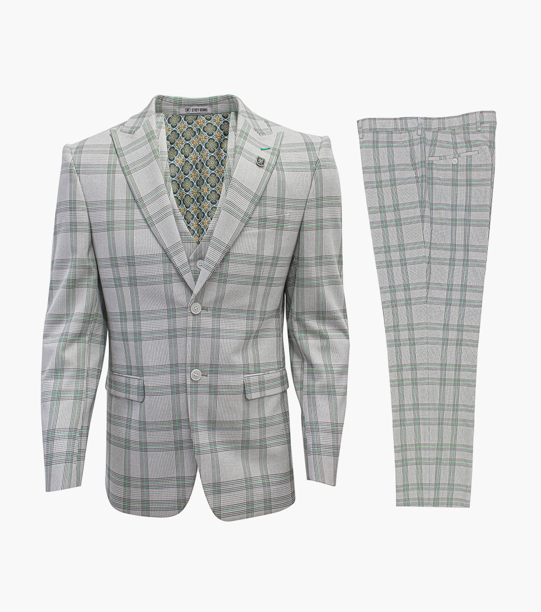 Stacy Adams Roche 3 Piece Vested Suit Men’s Suits - Gray