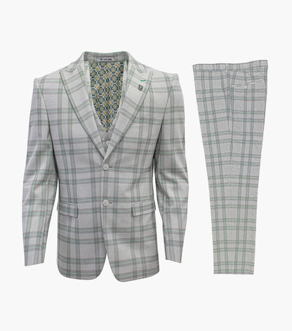 Stacy Adams Roche 3 Piece Vested Suit Men’s Suits - Gray