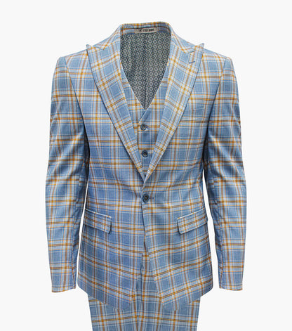 Stacy Adams Lemond 3 Piece Vested Suit Men’s Suits - Blue Multi
