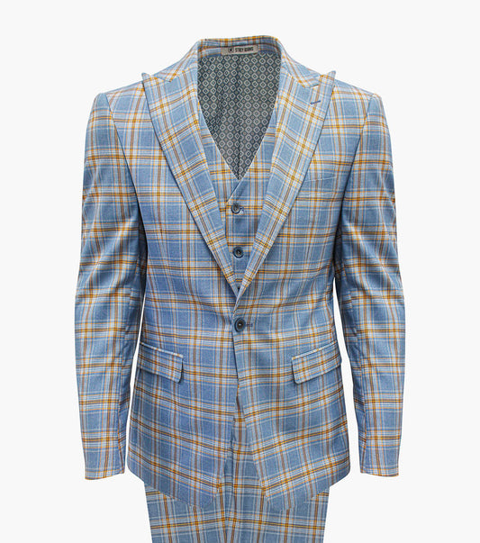 Stacy Adams Lemond 3 Piece Vested Suit Men’s Suits - Blue Multi