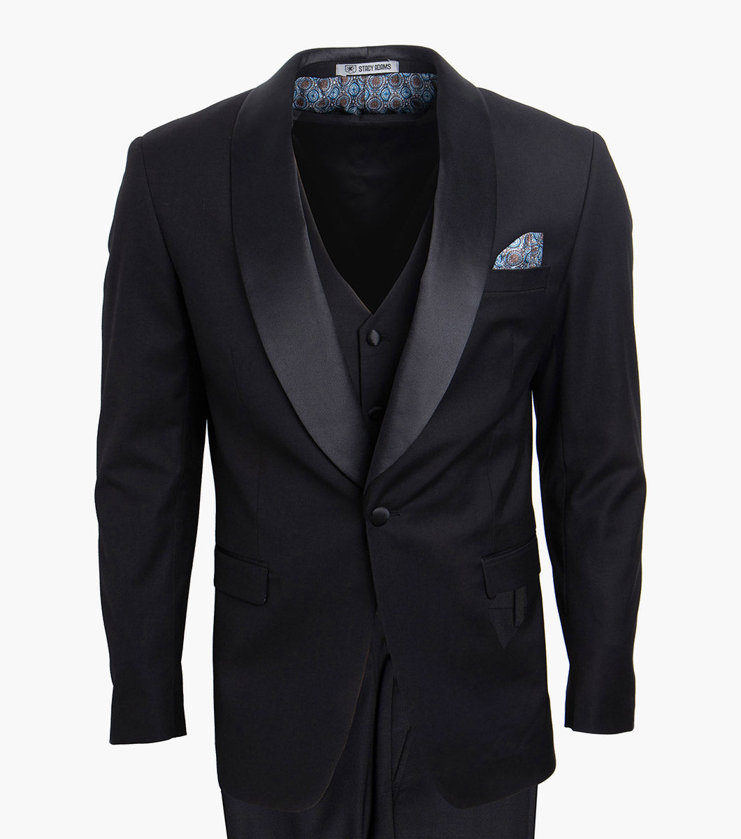 Stacy Adams Calloway 3 Piece Vested Tux Men’s Suits - Black