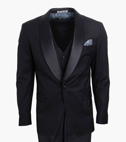 Stacy Adams Calloway 3 Piece Vested Tux Men’s Suits - Black
