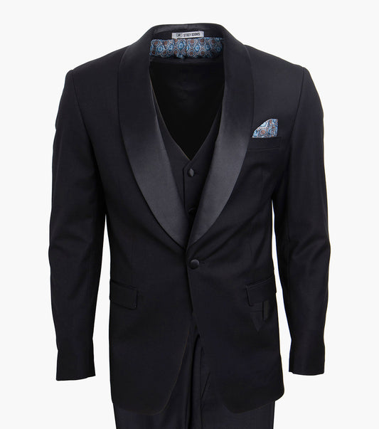 Stacy Adams Calloway 3 Piece Vested Tux Men’s Suits - Black