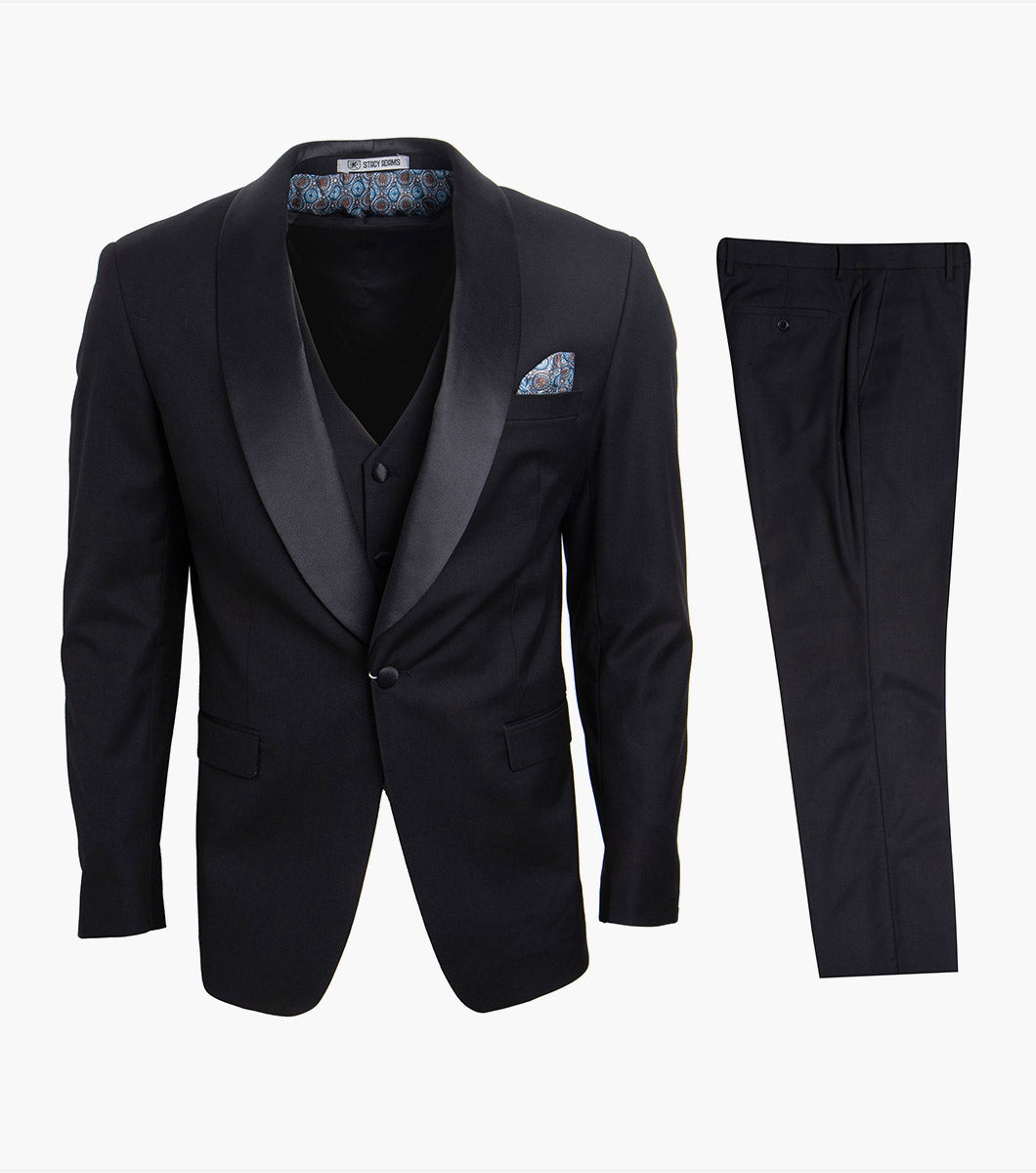 Stacy Adams Calloway 3 Piece Vested Tux Men’s Suits - Black