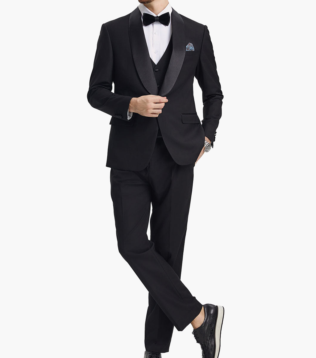 Stacy Adams Calloway 3 Piece Vested Tux Men’s Suits - Black