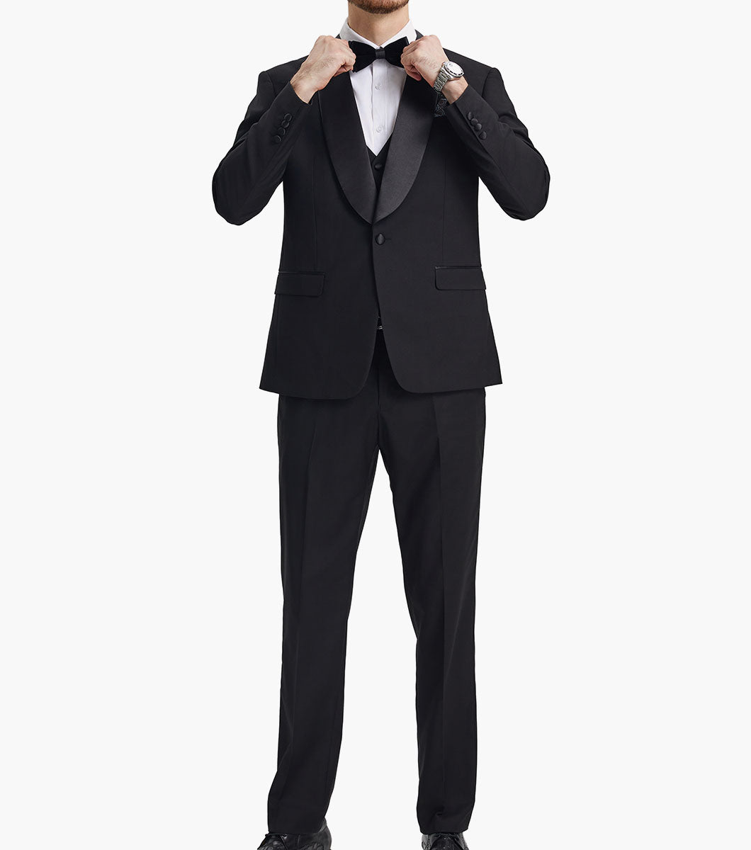 Stacy Adams Calloway 3 Piece Vested Tux Men’s Suits - Black
