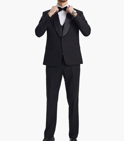 Stacy Adams Calloway 3 Piece Vested Tux Men’s Suits - Black