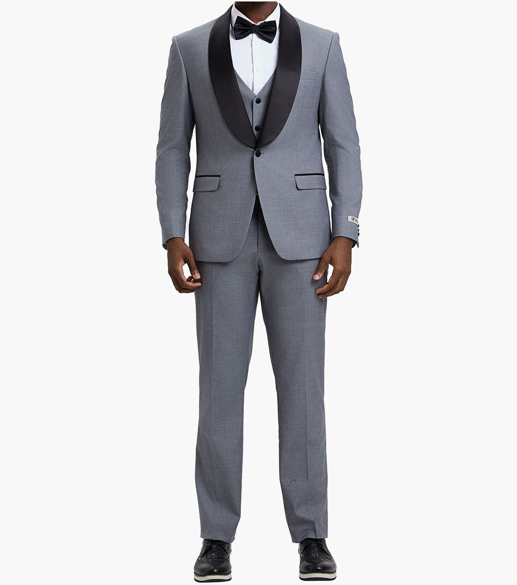 Stacy Adams Calloway 3 Piece Vested Tux Men’s Suits - Gray