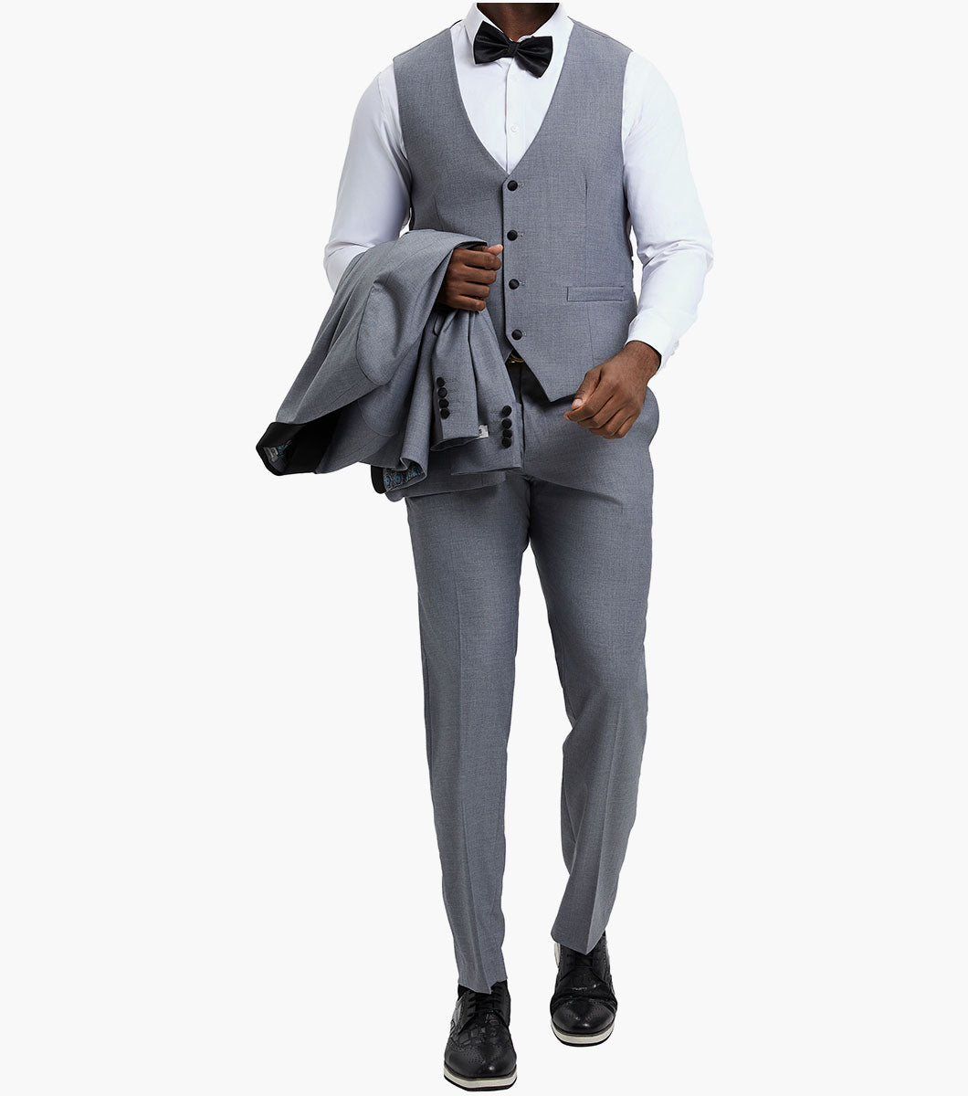 Stacy Adams Calloway 3 Piece Vested Tux Men’s Suits - Gray