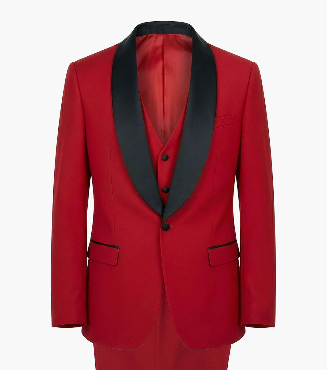 Stacy Adams Calloway 3 Piece Vested Tux Men’s Suits - Red