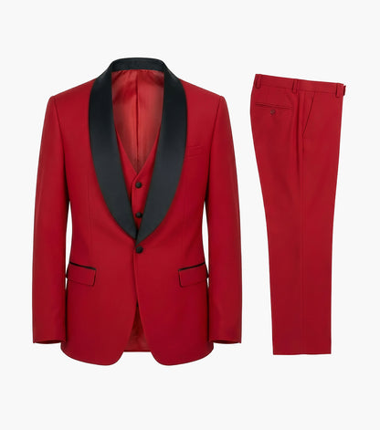 Stacy Adams Calloway 3 Piece Vested Tux Men’s Suits - Red