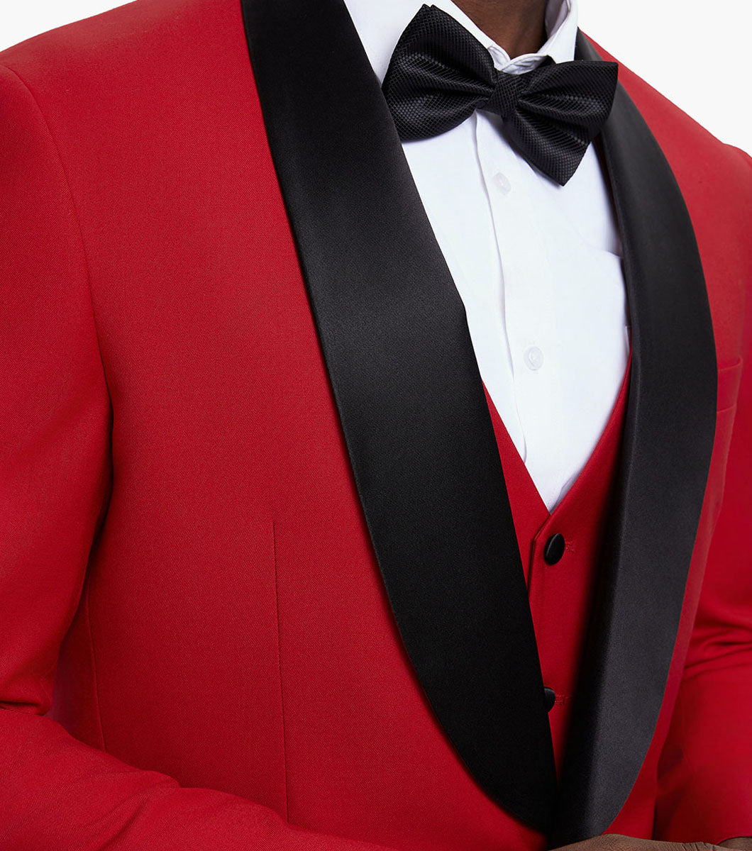 Stacy Adams Calloway 3 Piece Vested Tux Men’s Suits - Red