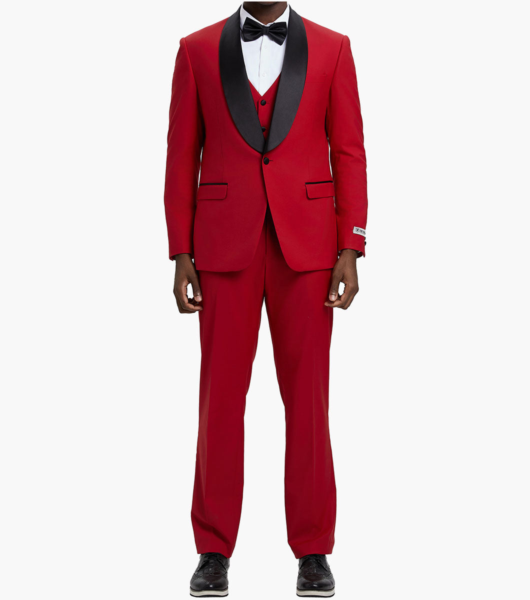 Stacy Adams Calloway 3 Piece Vested Tux Men’s Suits - Red