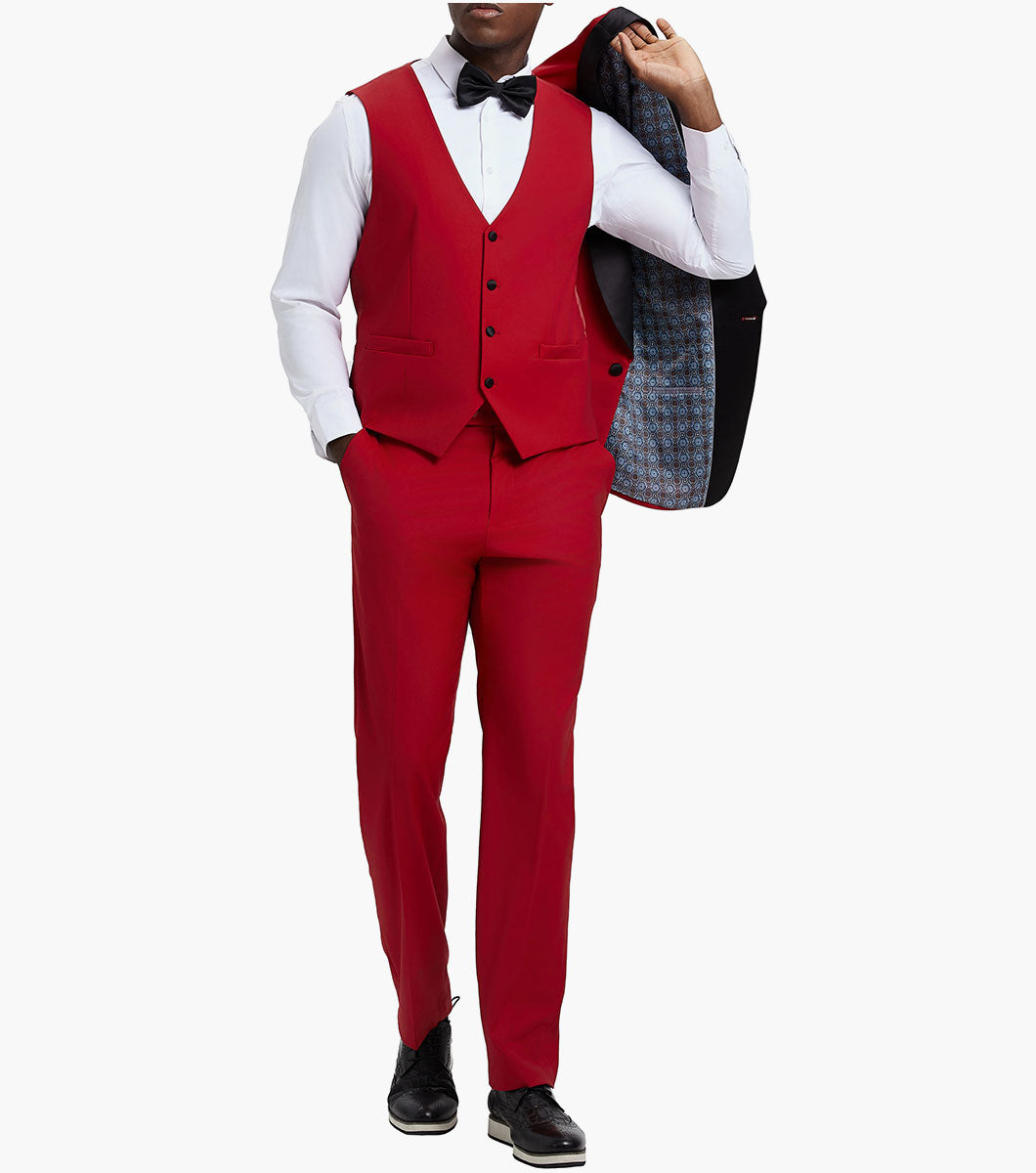 Stacy Adams Calloway 3 Piece Vested Tux Men’s Suits - Red