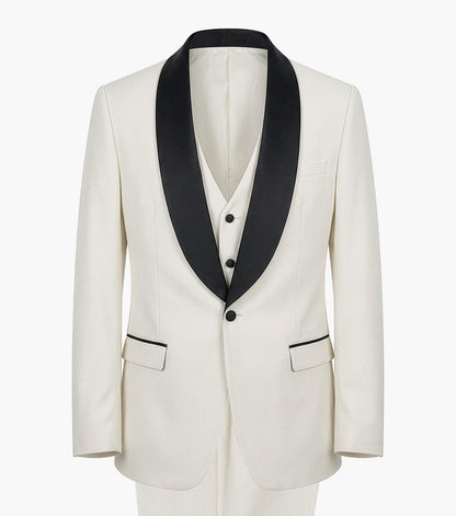 Stacy Adams Calloway 3 Piece Vested Tux Men’s Suits - Ivory