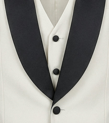 Stacy Adams Calloway 3 Piece Vested Tux Men’s Suits - Ivory
