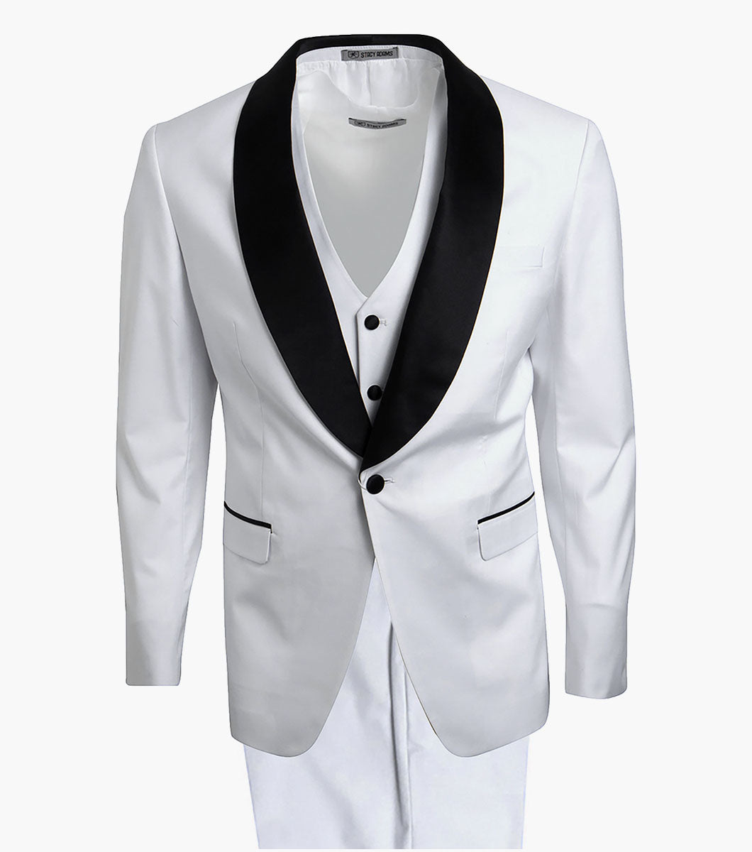 Stacy Adams Calloway 3 Piece Vested Tux Men’s Suits - White