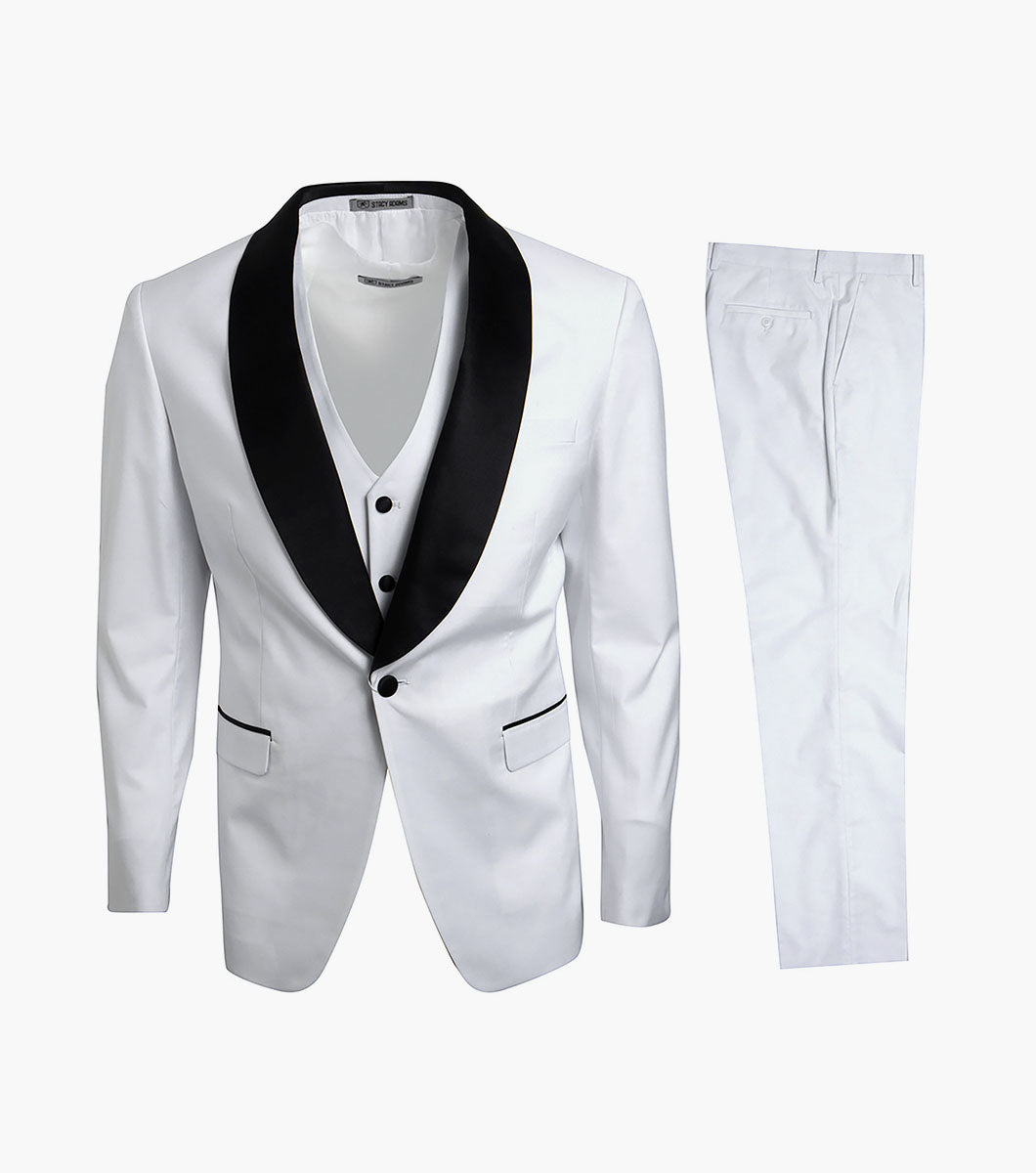 Stacy Adams Calloway 3 Piece Vested Tux Men’s Suits - White