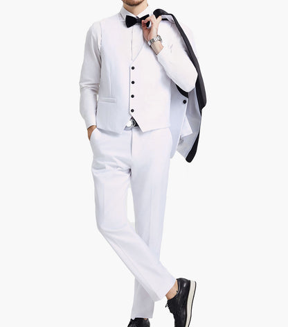 Stacy Adams Calloway 3 Piece Vested Tux Men’s Suits - White