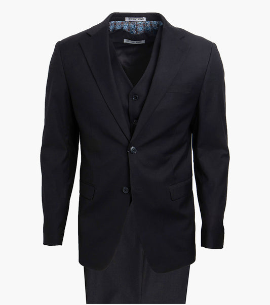 Stacy Adams Hoffman 3 Piece Vested Suit Men’s Suits - Black