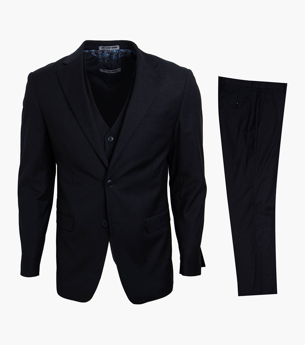 Stacy Adams Hoffman 3 Piece Vested Suit Men’s Suits - Black